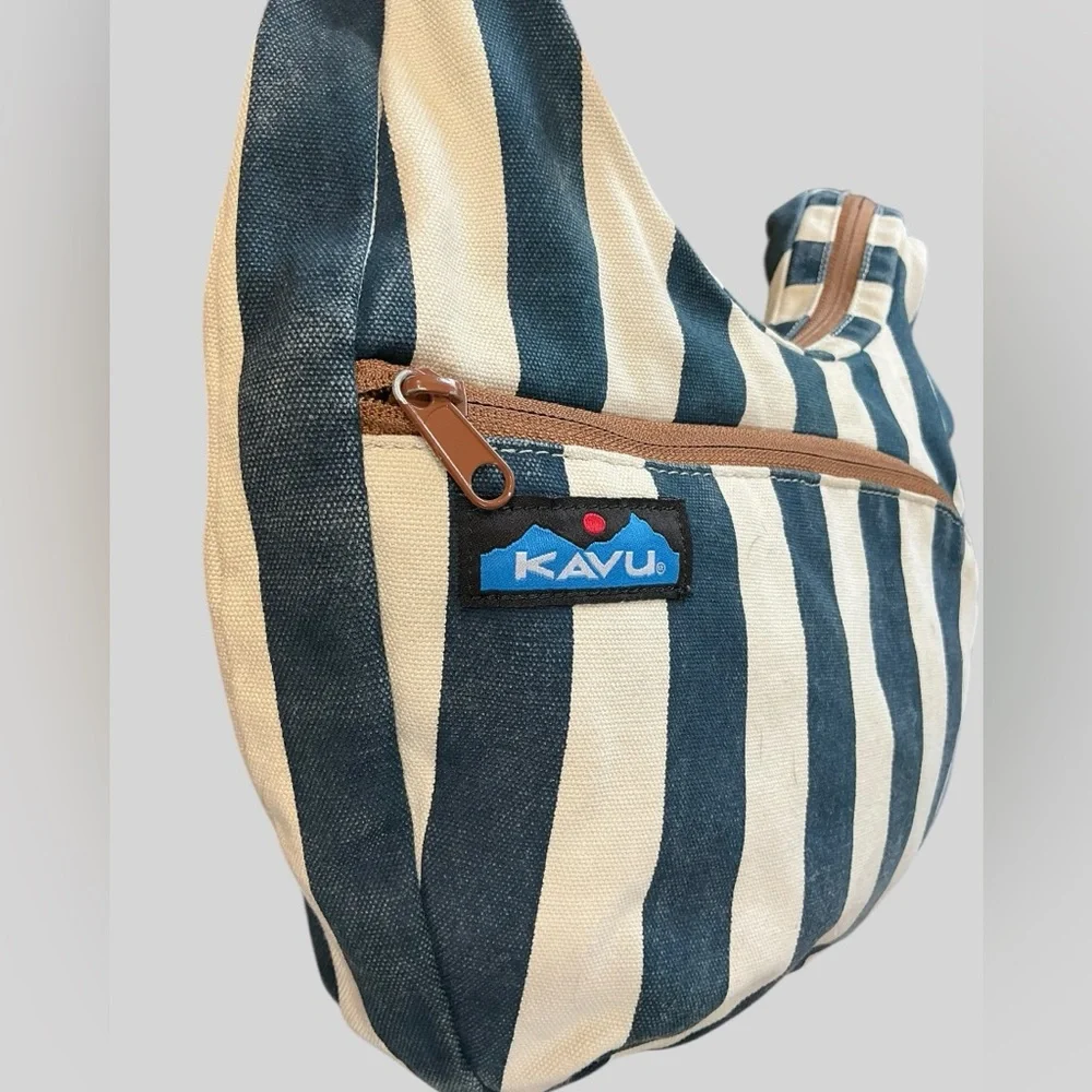 Kavu Canvas Hobo Bag Striped Sling Crossbody Adjustable Strap